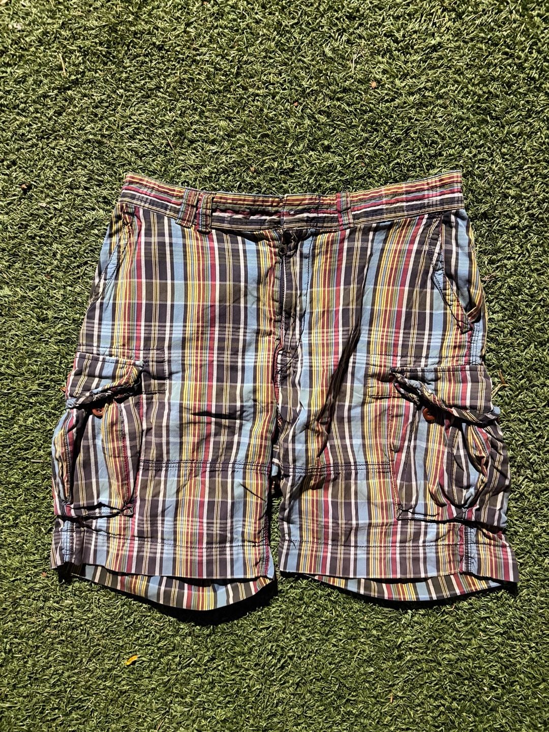 Polo Ralph Lauren Plaid Cargo Shorts Size 34-36 Multicolor Cotton Casual Bermuda 2