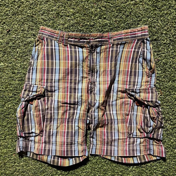 Polo Ralph Lauren Plaid Cargo Shorts Size 34-36 Multicolor Cotton Casual Bermuda