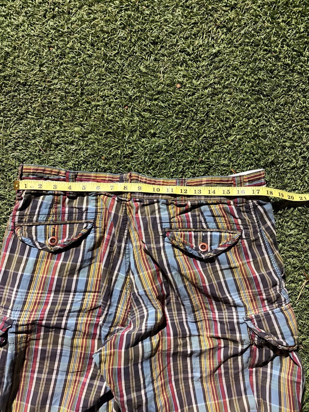 Polo Ralph Lauren Plaid Cargo Shorts Size 34-36 Multicolor Cotton Casual Bermuda 6