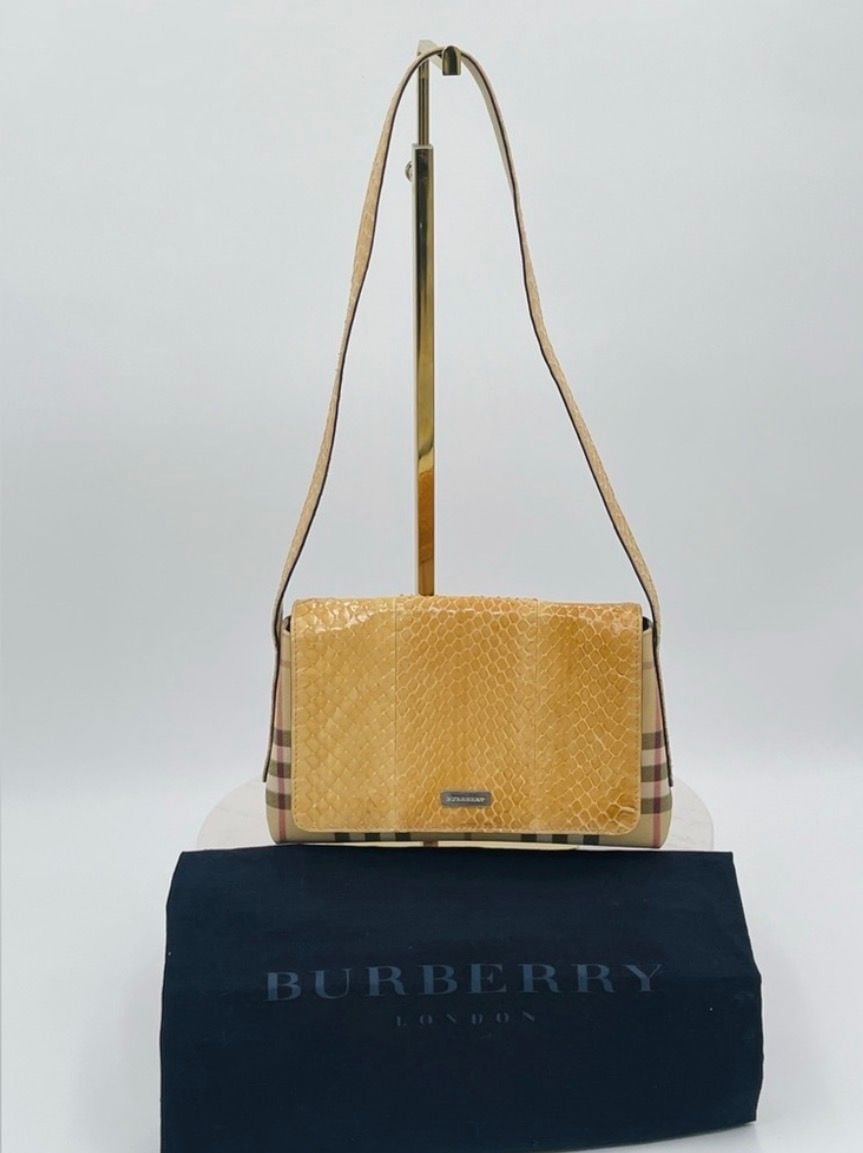 Burberry London Nova Check Snakeskin Shoulder Bag Vintage Y2K Dust Bag 2