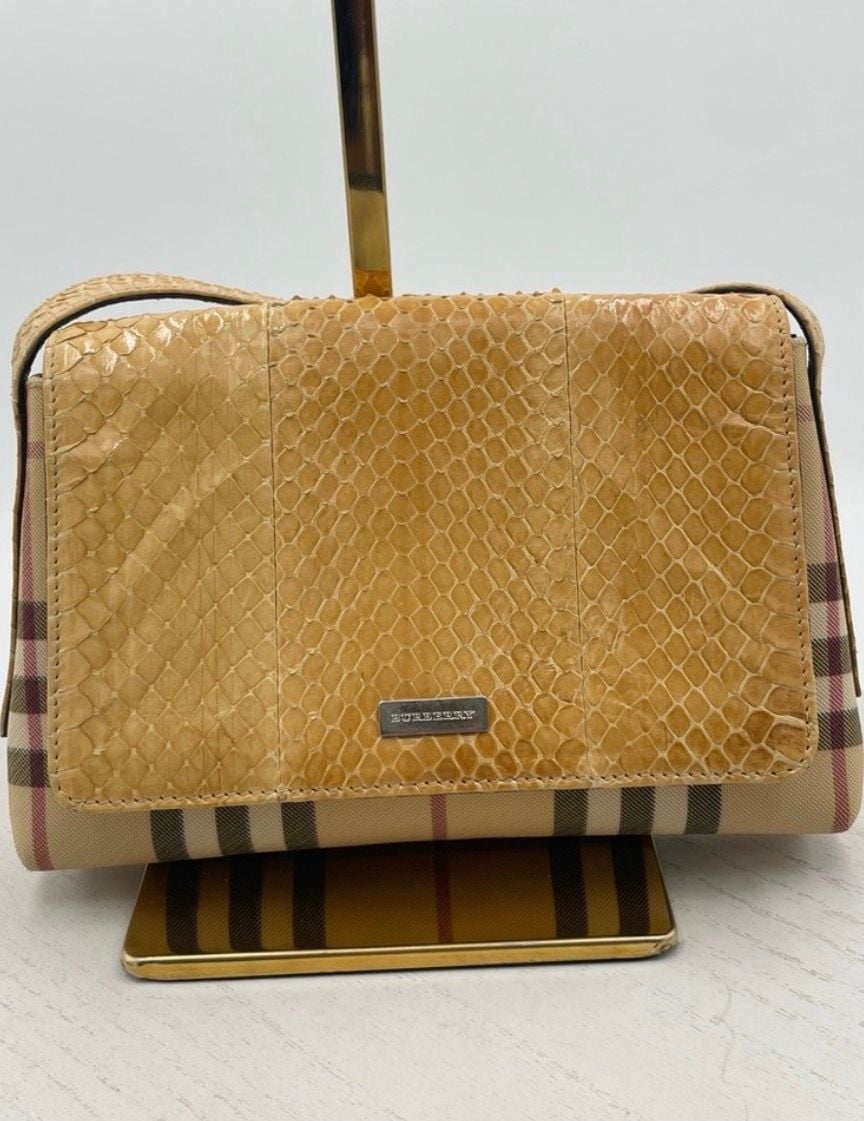Burberry London Nova Check Snakeskin Shoulder Bag Vintage Y2K Dust Bag 3