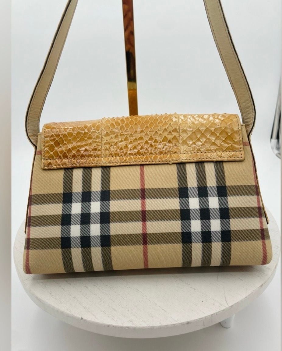 Burberry London Nova Check Snakeskin Shoulder Bag Vintage Y2K Dust Bag 4