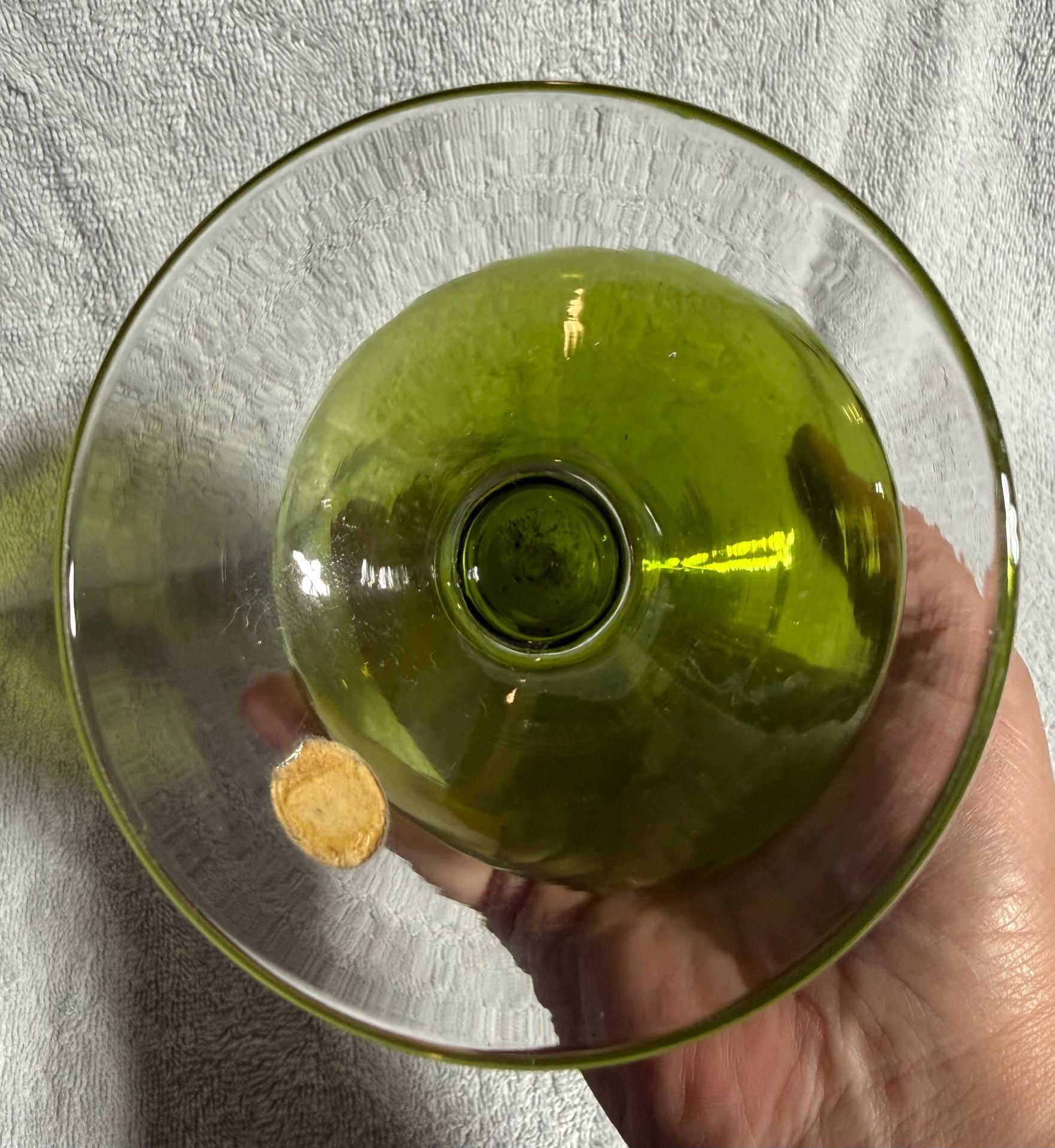 Vintage Enesco Green Art Glass Pitcher Decanter 4