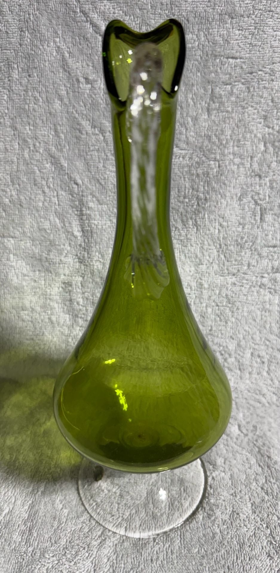 Vintage Enesco Green Art Glass Pitcher Decanter 5