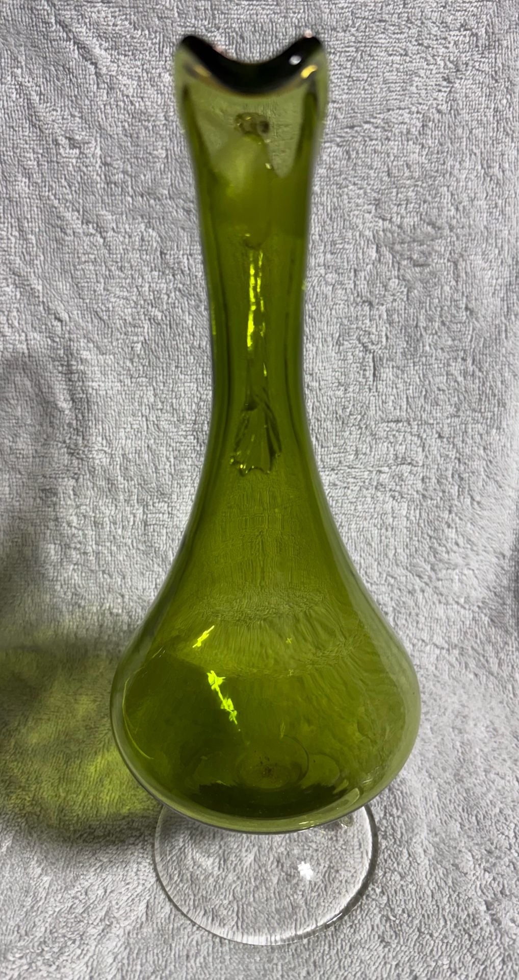 Vintage Enesco Green Art Glass Pitcher Decanter 7