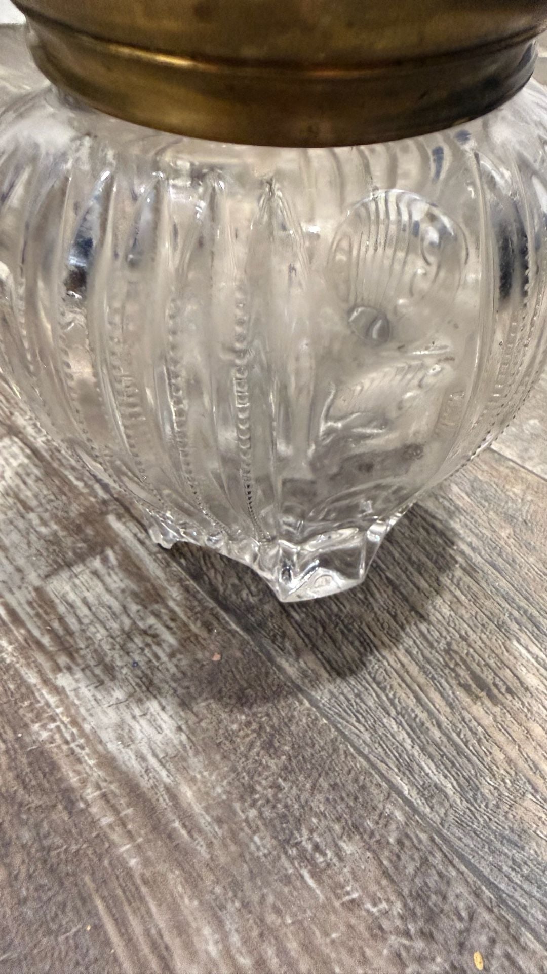 Art Nouveau Cut Glass Dresser Jar with Brass Floral Lid 4
