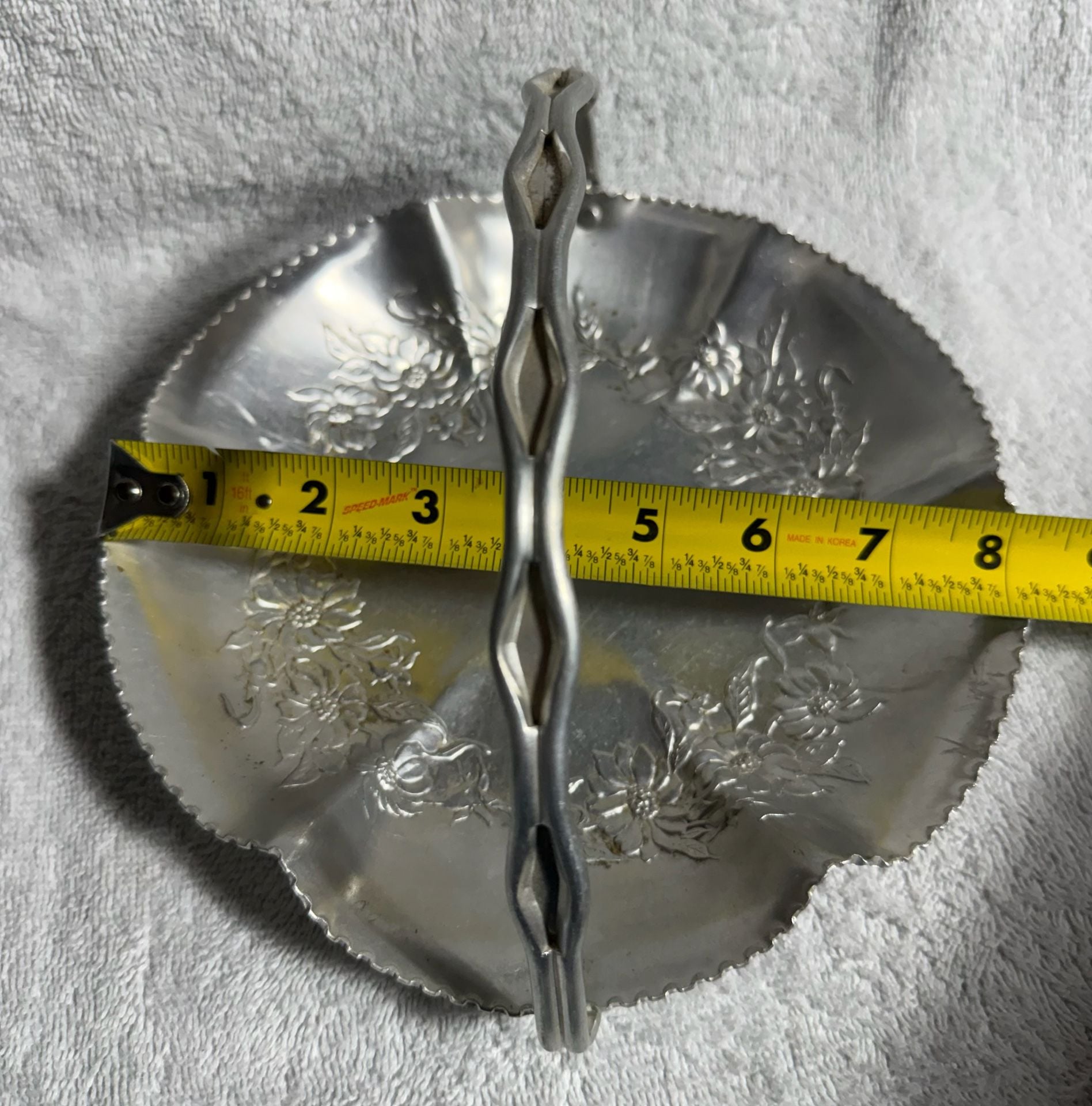 Vintage Hand Wrought Aluminum Floral Basket Size 8 In 2
