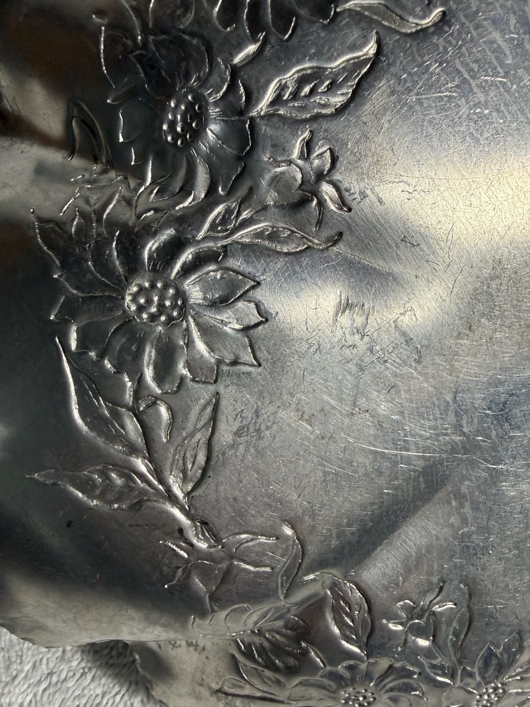 Vintage Hand Wrought Aluminum Floral Basket Size 8 In 8