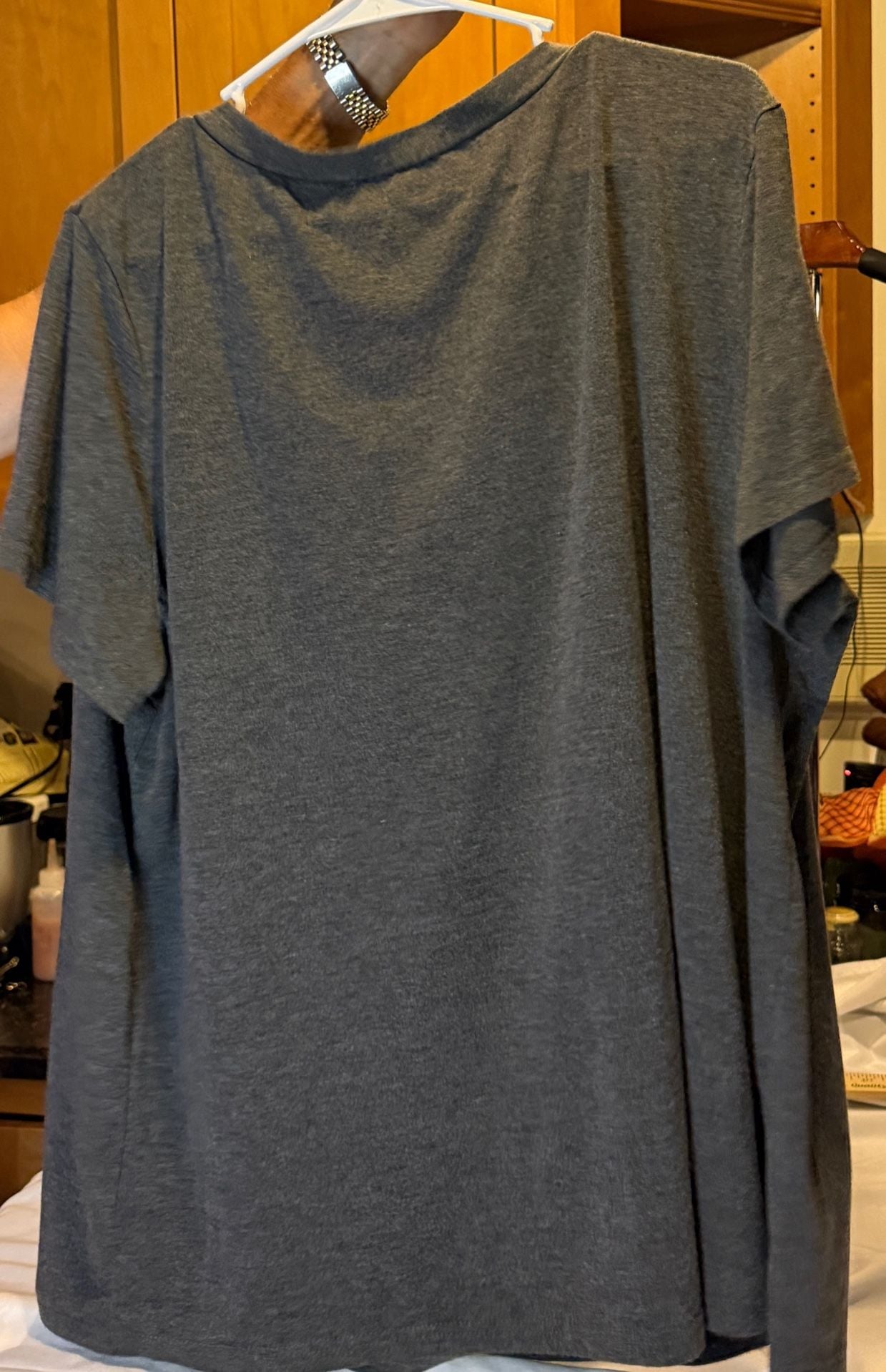 Shein Curve 2X Gray Crossover V-Neck Short Sleeve Casual T-Shirt 10