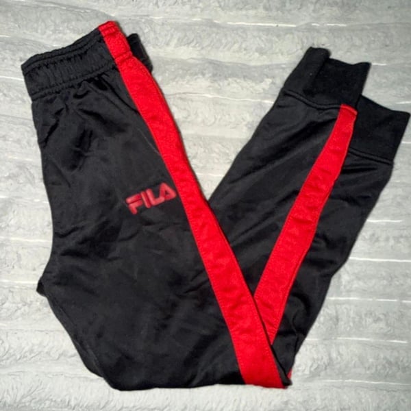 Fila Black Red Side Stripe Jogger Sweatpants Size 10/12