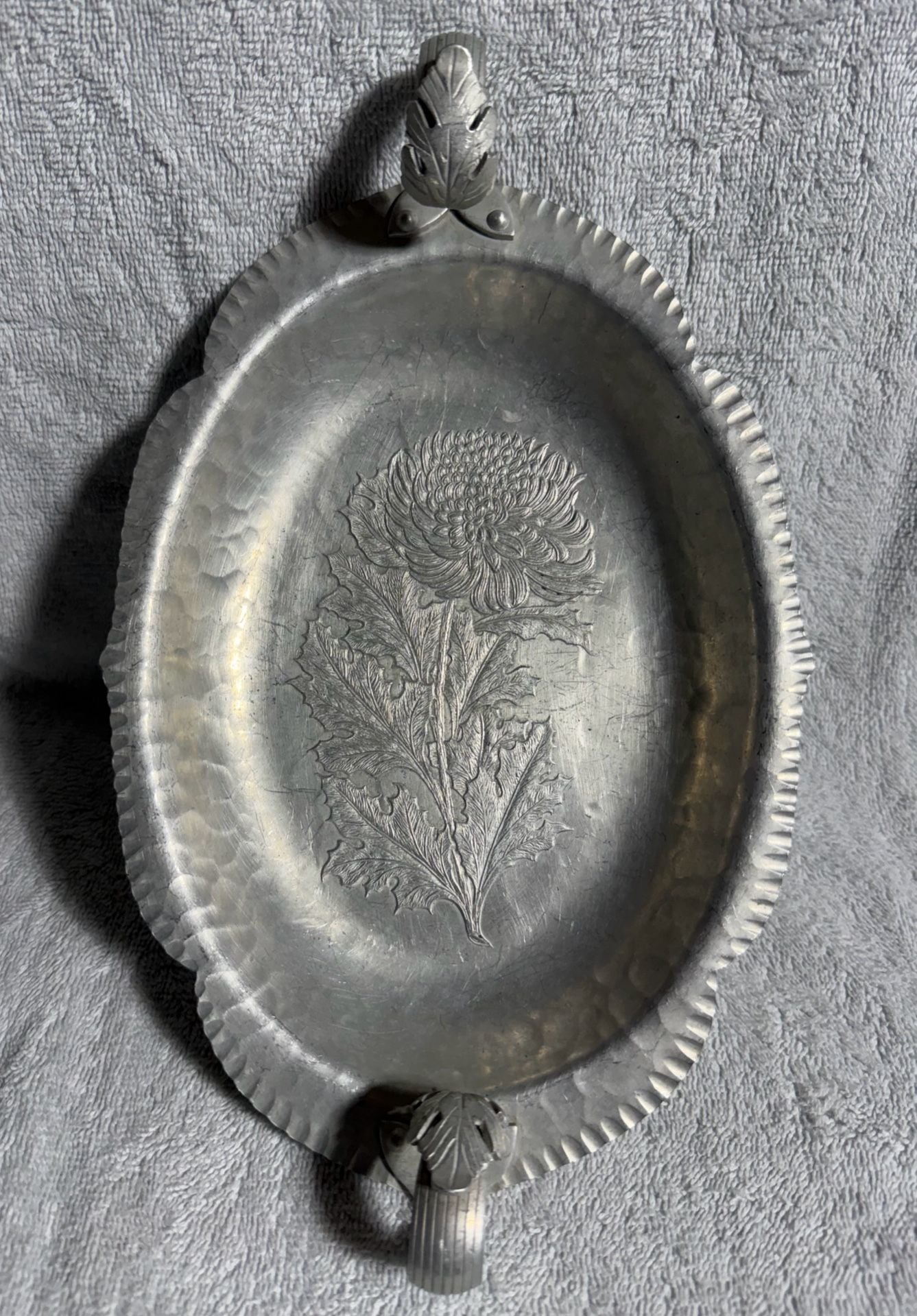 Trade Continental Hand Wrought Tray 541 Chrysanthemum Aluminum 1