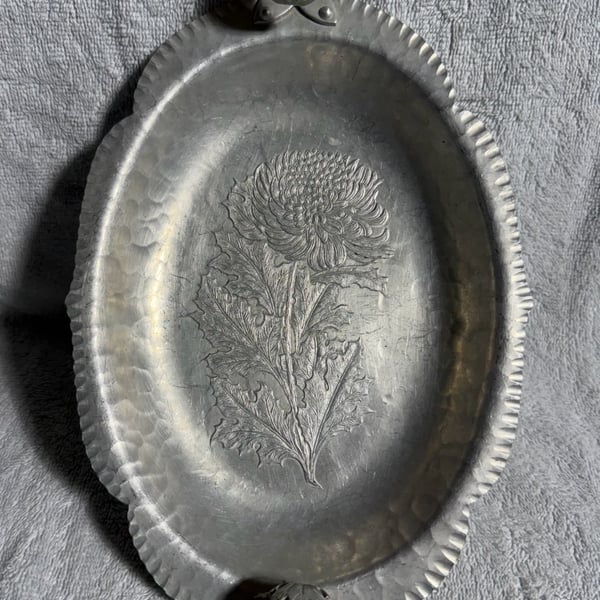 Trade Continental Hand Wrought Tray 541 Chrysanthemum Aluminum