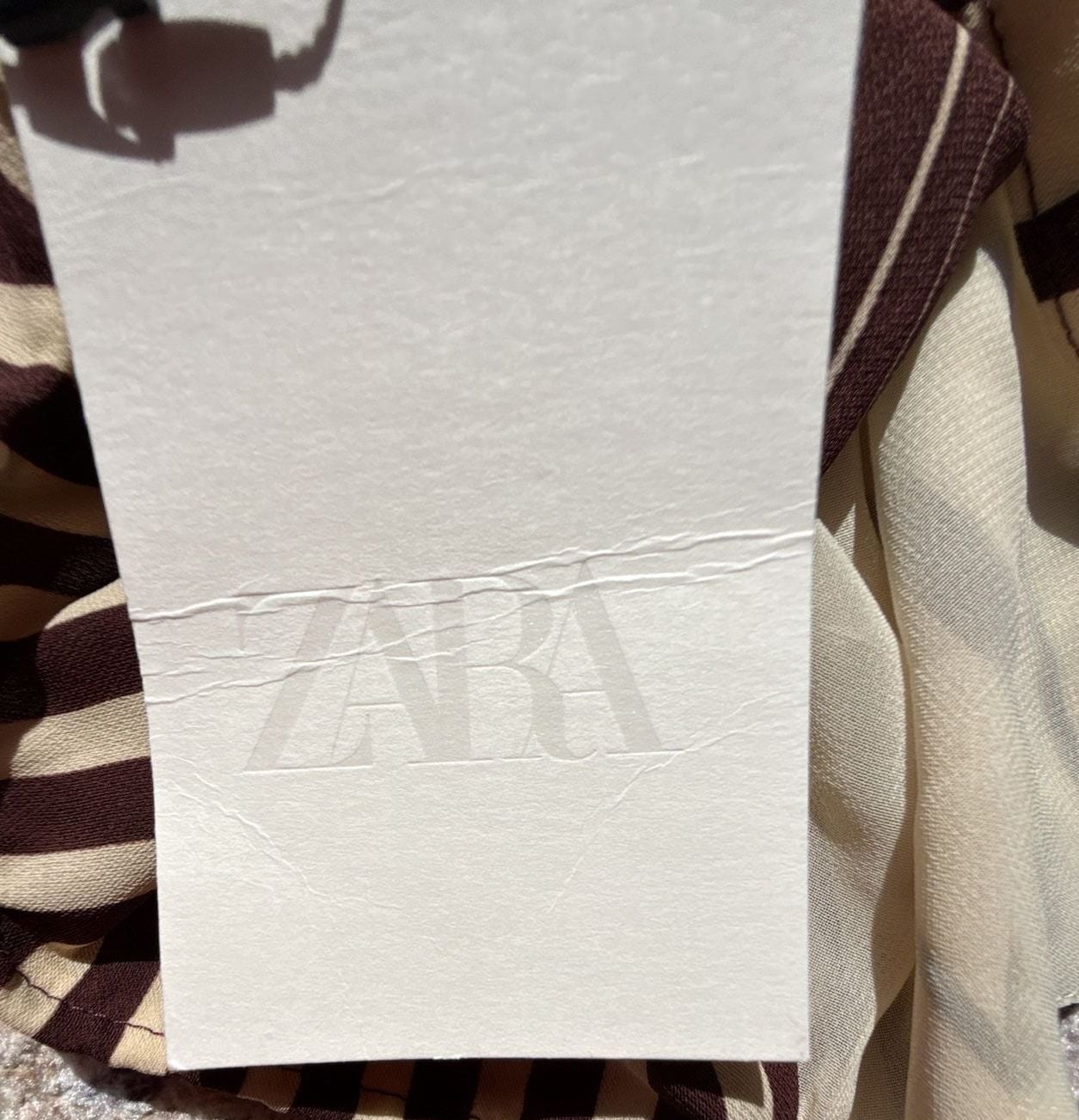 Zara Halter Top Size XL Brown Beige Striped Scarf Cami Backless 8