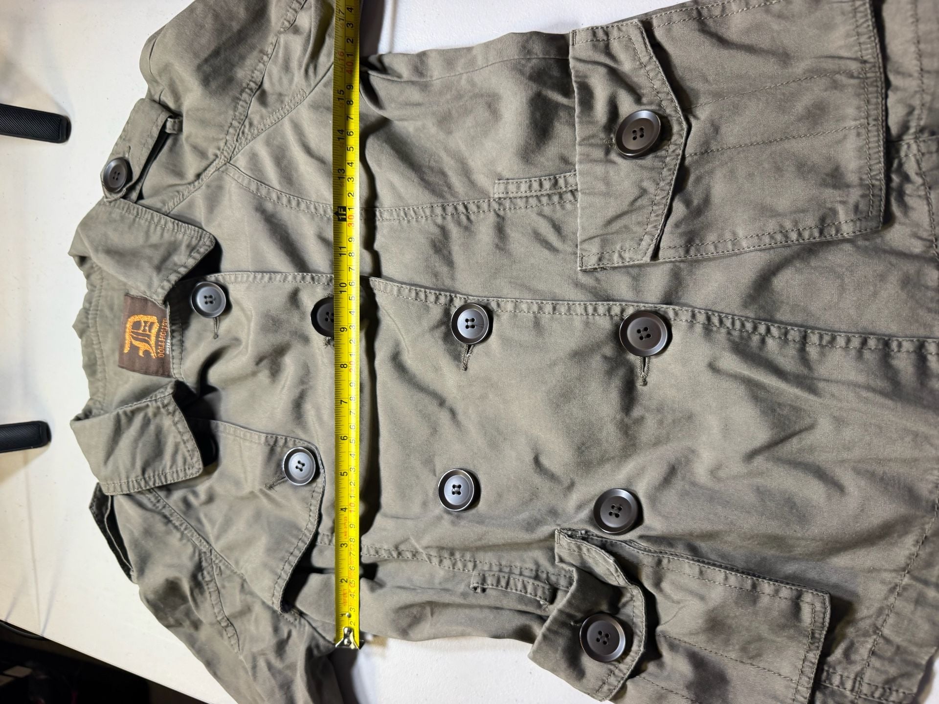 Dollhouse Utility Jacket Size S Green Cotton Military Trench Coat 7