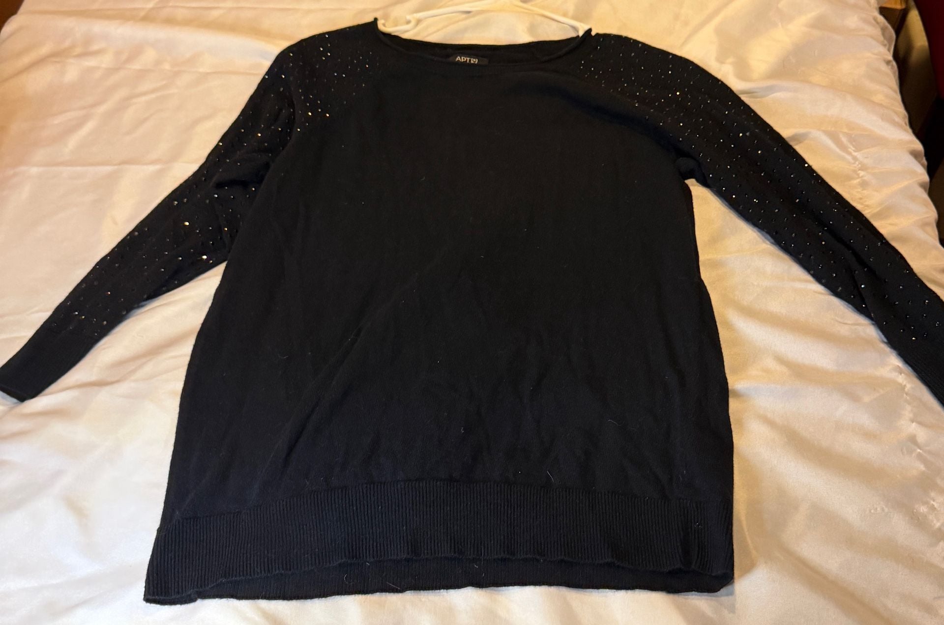 Apt. 9 Sequin Sleeve Crewneck Sweater Black 4
