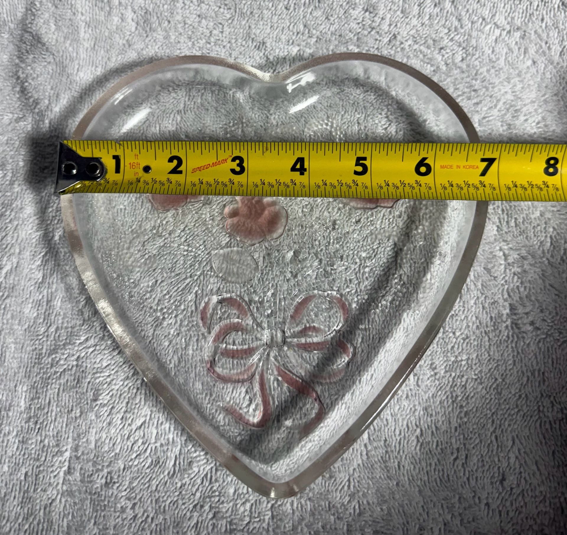 Mikasa Crystal Heart Dish Frosted Pink Roses 2