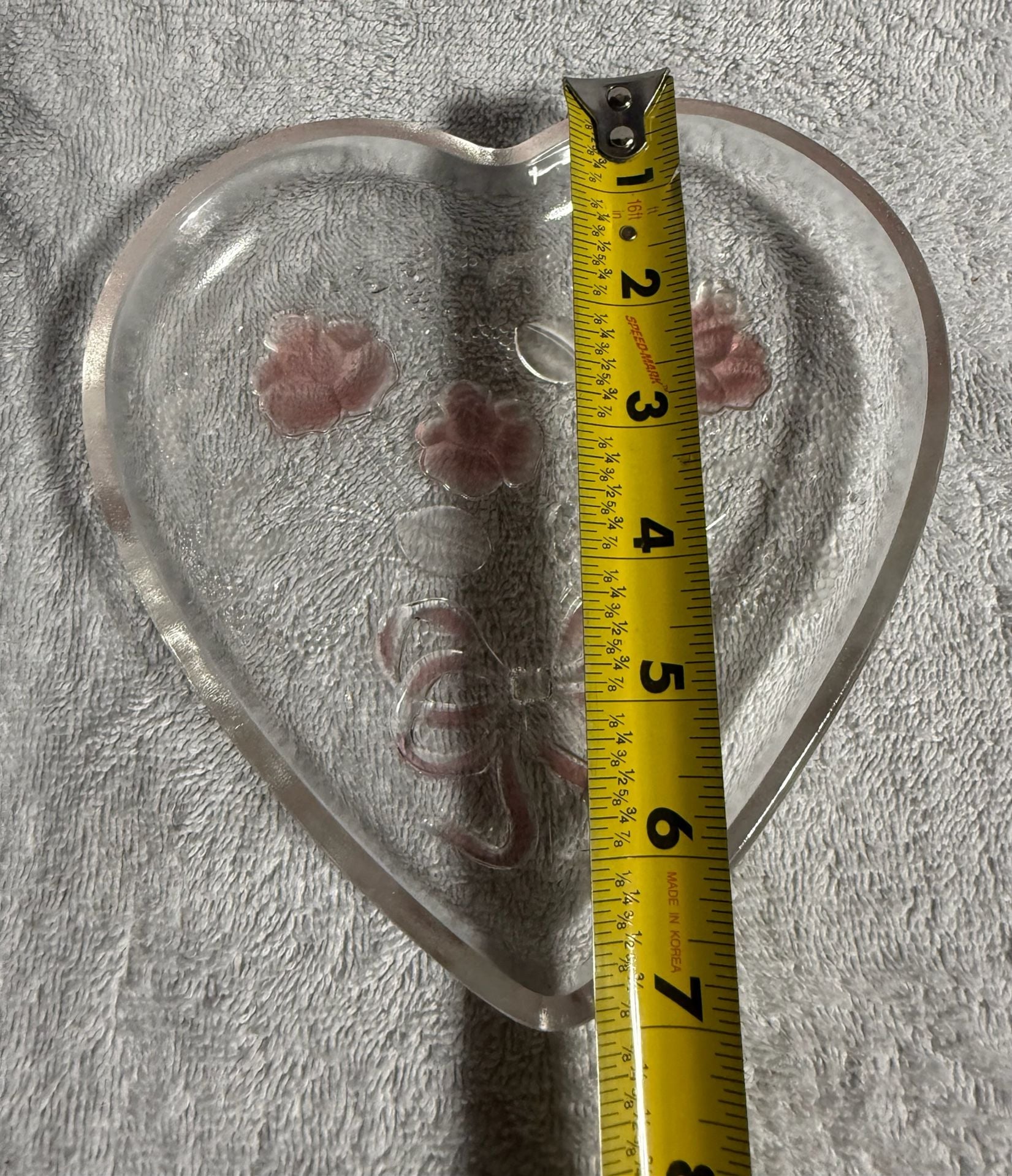 Mikasa Crystal Heart Dish Frosted Pink Roses 3