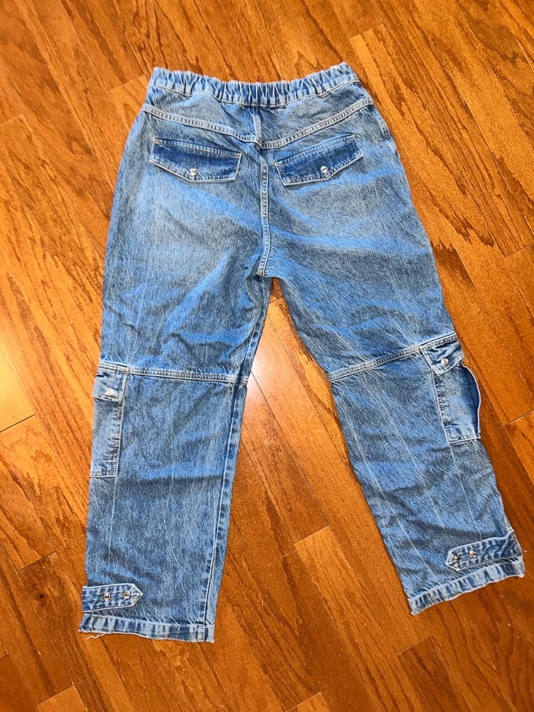 We The Free Cargo Jeans Size 29 Blue Acid Wash Denim Pants 5