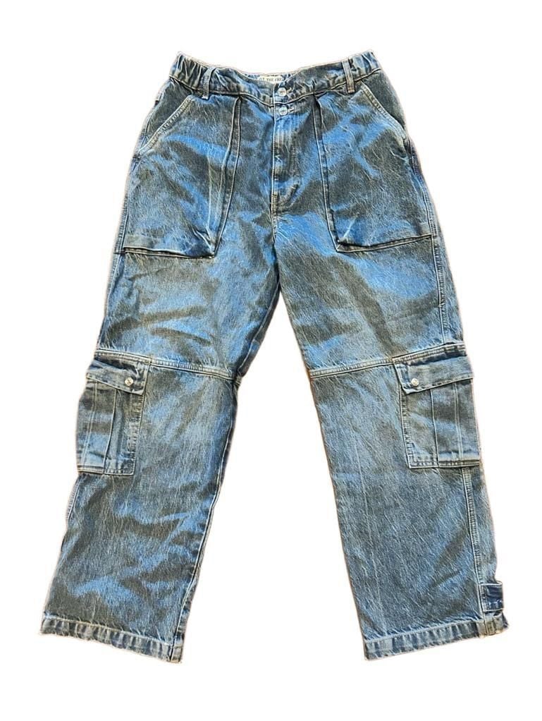 We The Free Cargo Jeans Size 29 Blue Acid Wash Denim Pants 2