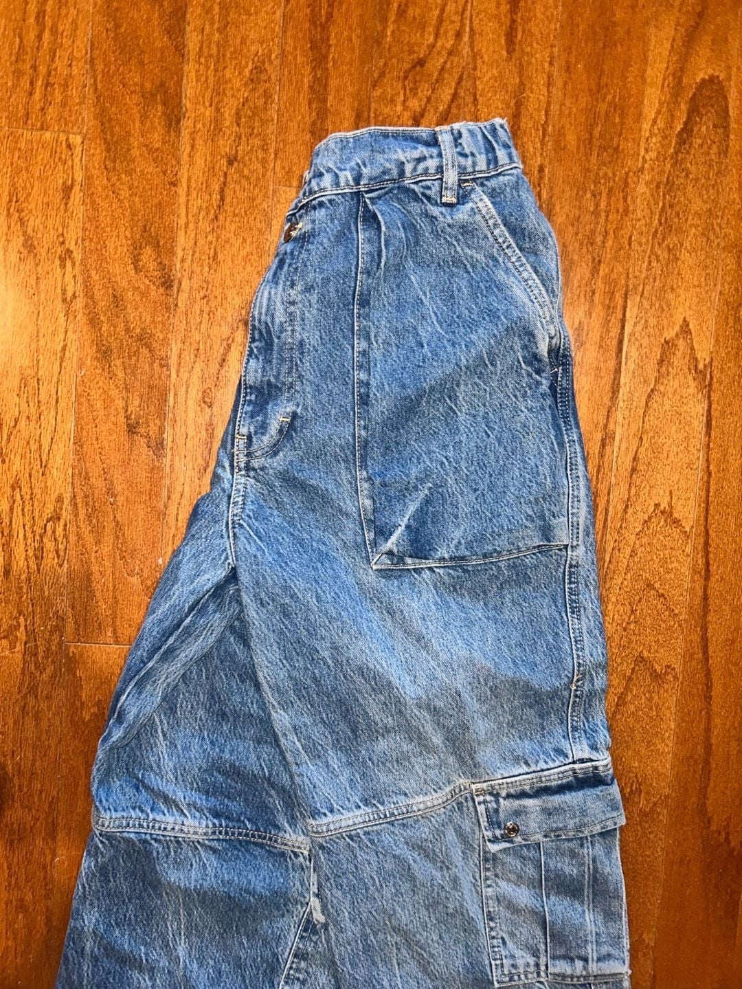 We The Free Cargo Jeans Size 29 Blue Acid Wash Denim Pants 7
