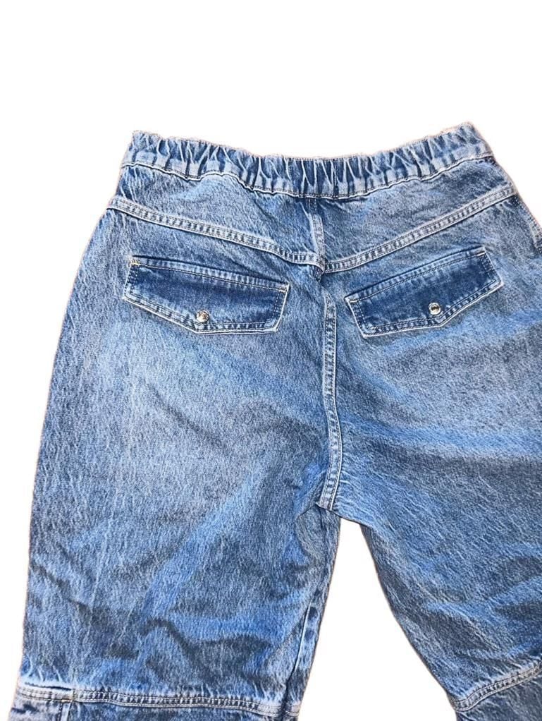 We The Free Cargo Jeans Size 29 Blue Acid Wash Denim Pants 6
