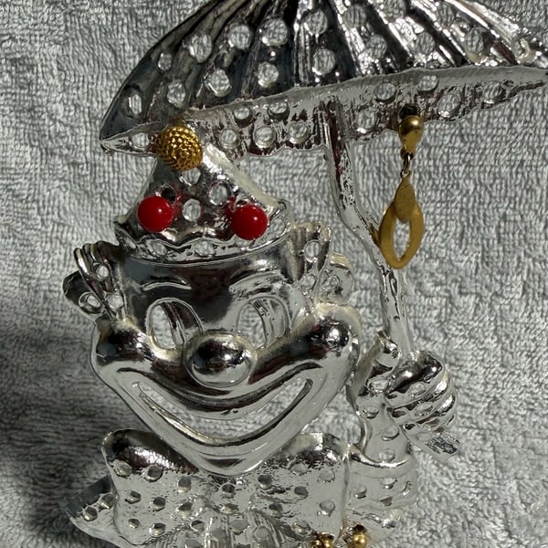 Torino Silvertone Clown Earring Holder Tree