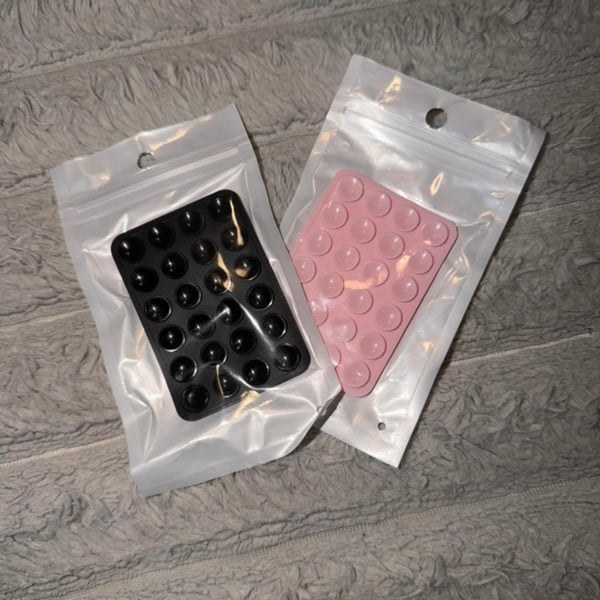 Silicone Suction Cup Phone Holder Set Black and Pink
