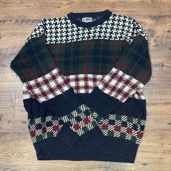 Vintage County Seat Plaid Houndstooth Sweater Size XL