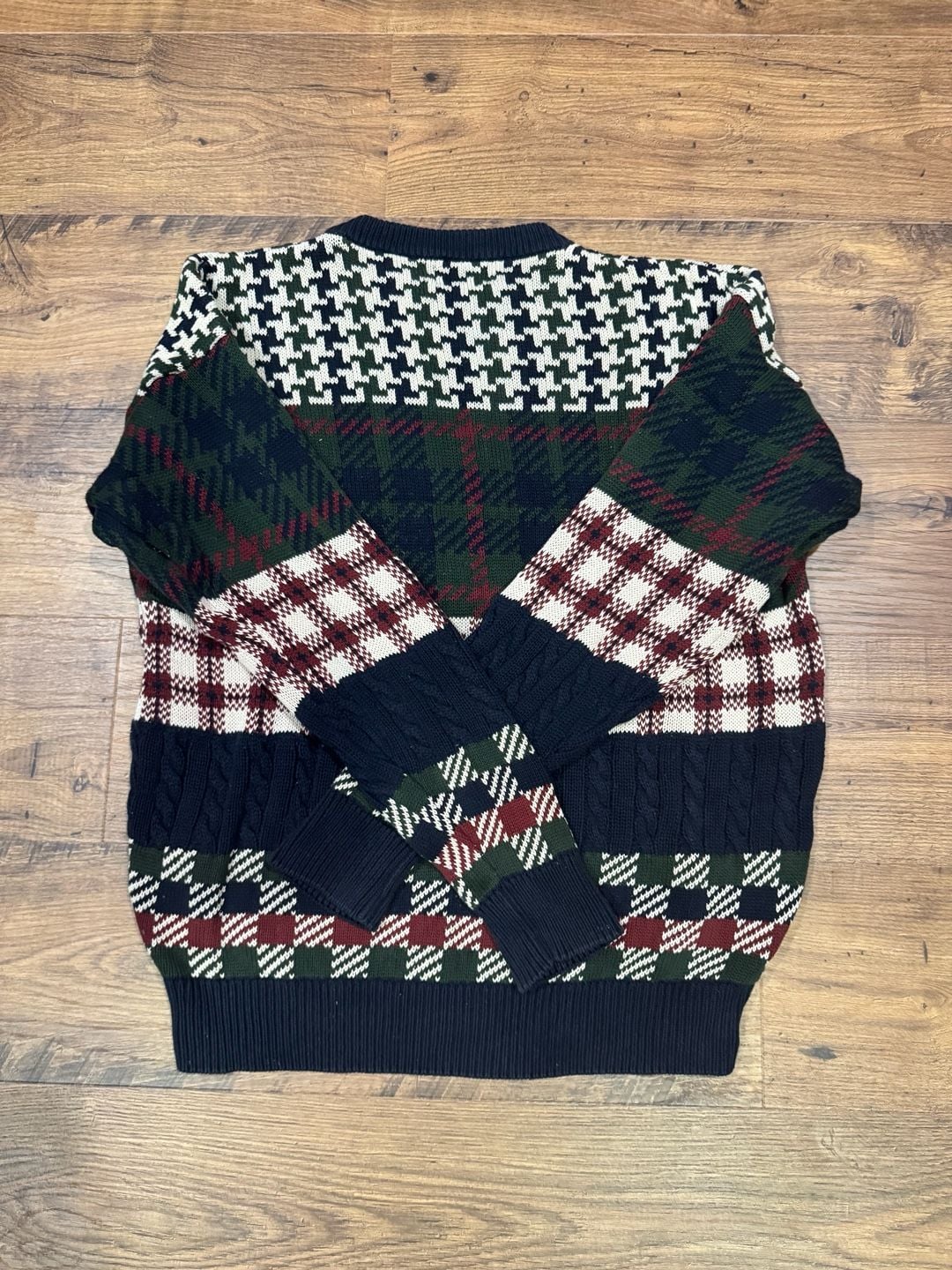 Vintage County Seat Plaid Houndstooth Sweater Size XL 5