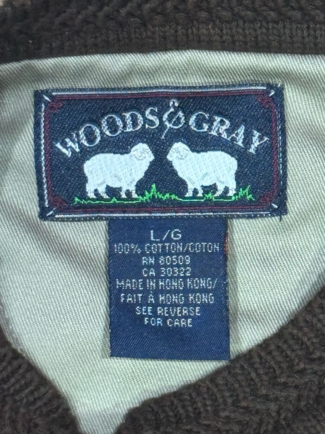 Woods & Gray Sweater Size L Brown Geometric Patchwork 5