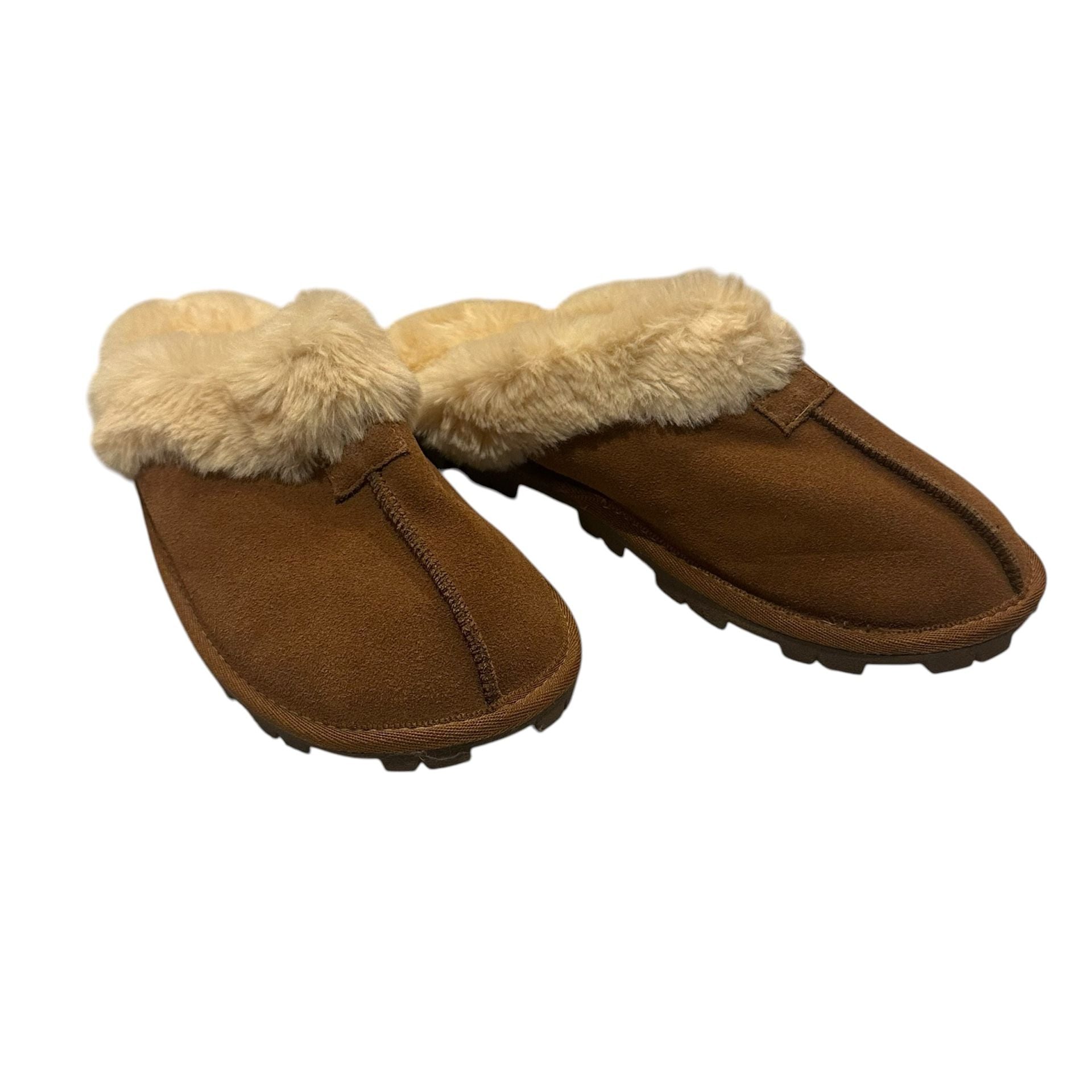 Secret Treasures Suede Clog Slipper Brown Fur Lined Size 7-8 2