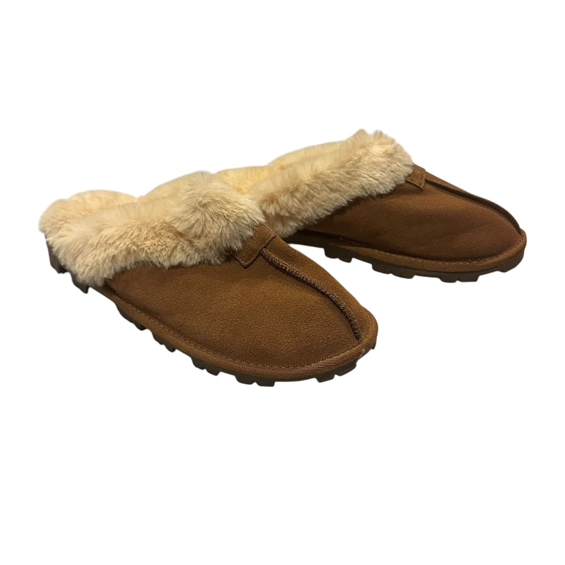 Secret Treasures Suede Clog Slipper Brown Fur Lined Size 7-8 5