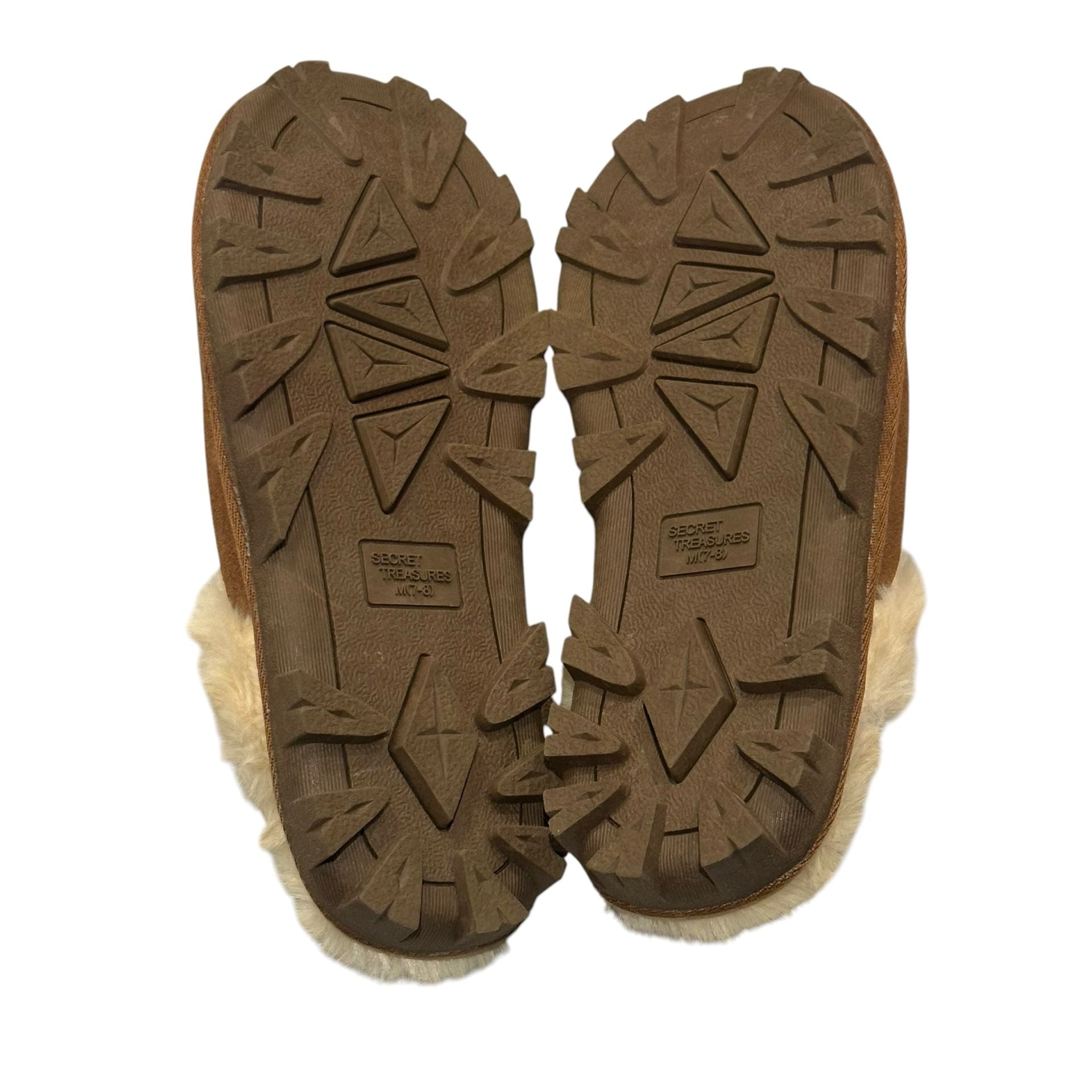 Secret Treasures Suede Clog Slipper Brown Fur Lined Size 7-8 8