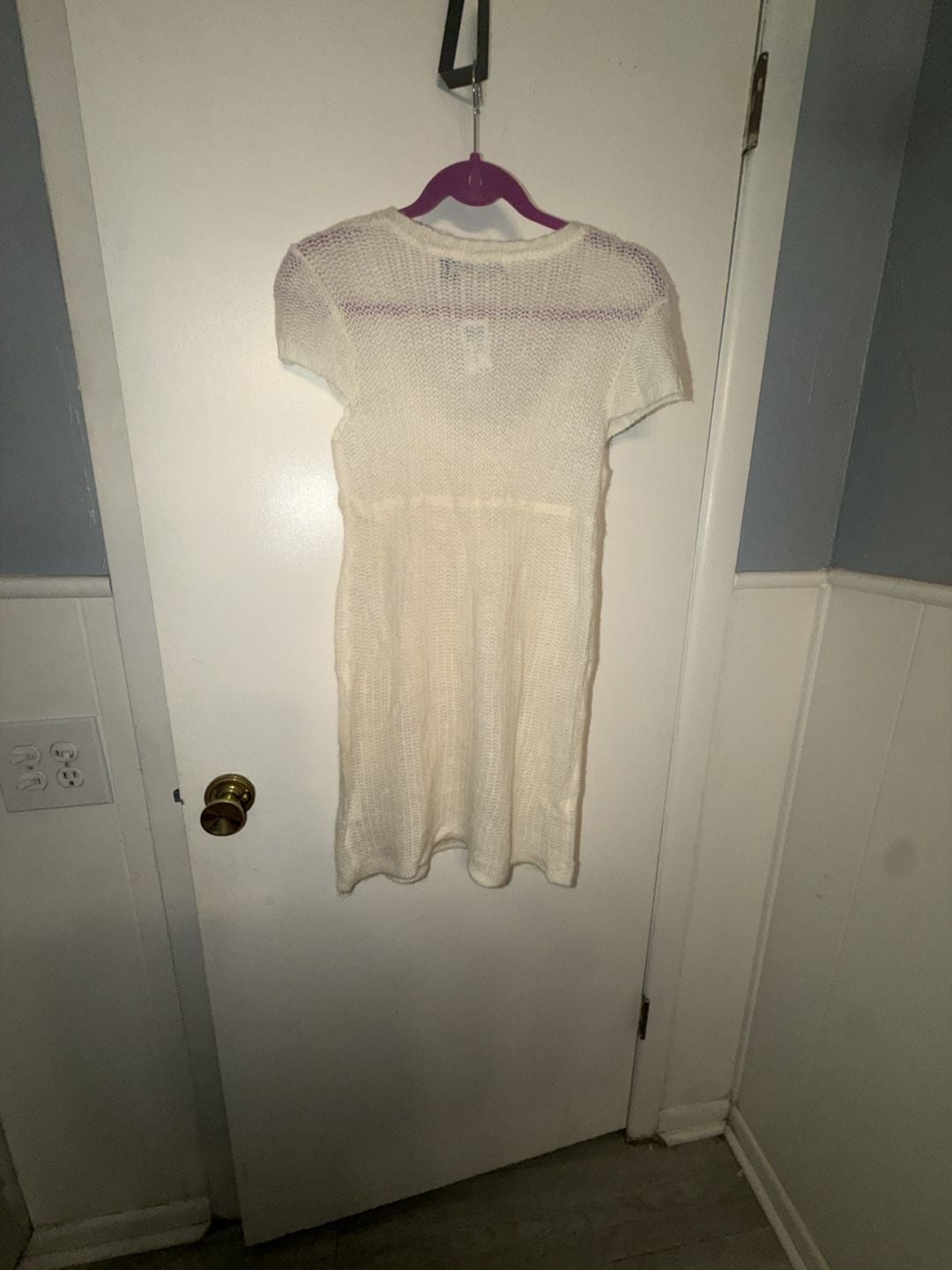 Wet Seal Sweater Size M White Tuck Stitch Top Pocket Y2K 5