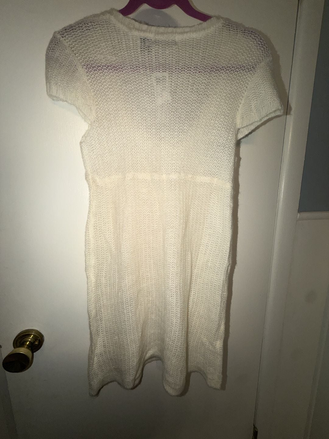 Wet Seal Sweater Size M White Tuck Stitch Top Pocket Y2K 6