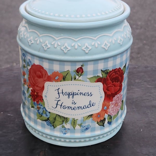 The Pioneer Woman Happiness Is Homemade Stoneware Cookie Jar Blue Floral