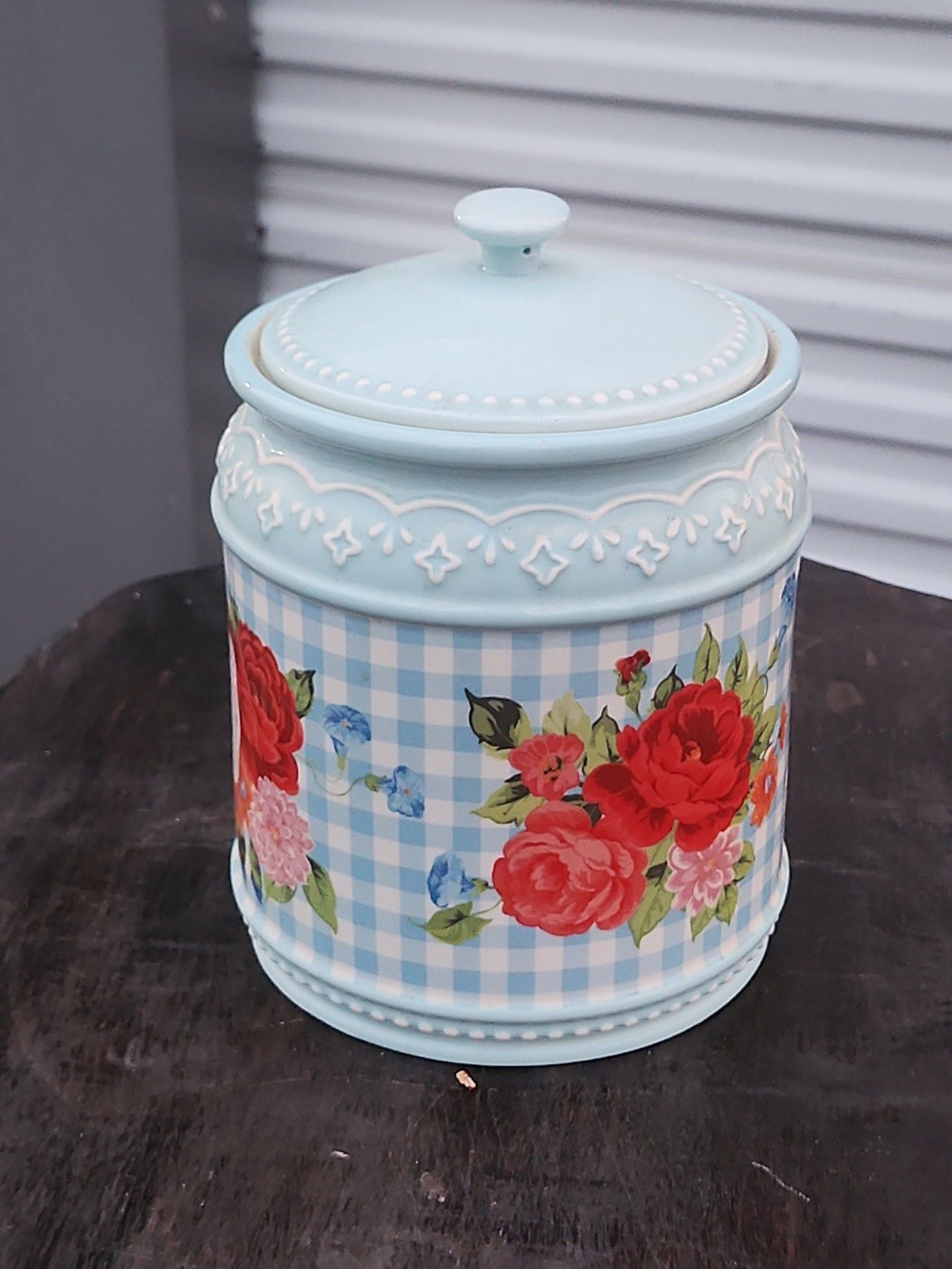The Pioneer Woman Happiness Is Homemade Stoneware Cookie Jar Blue Floral 2