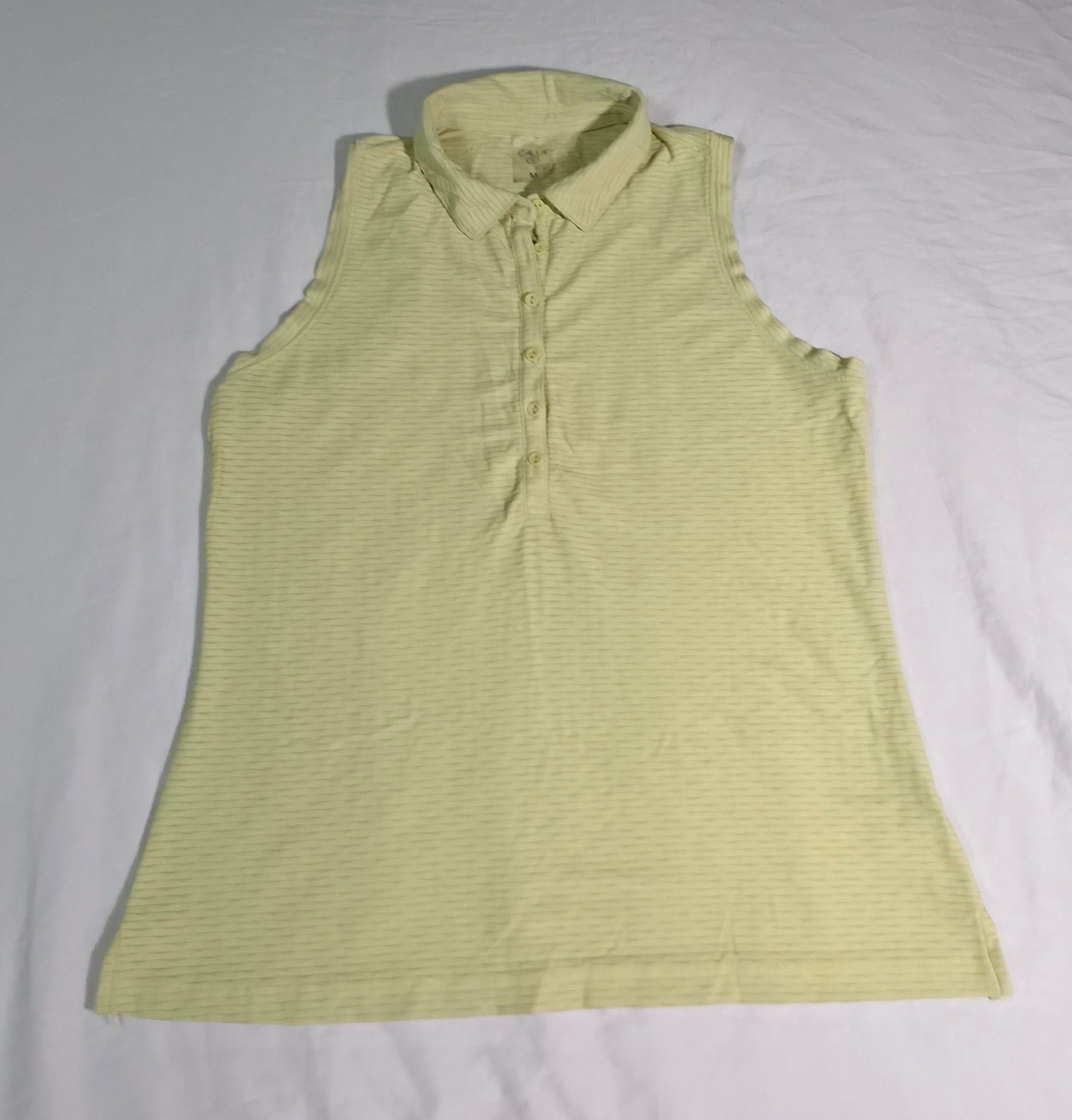 Calia Sleeveless Polo Shirt Size M Yellow Ribbed 3