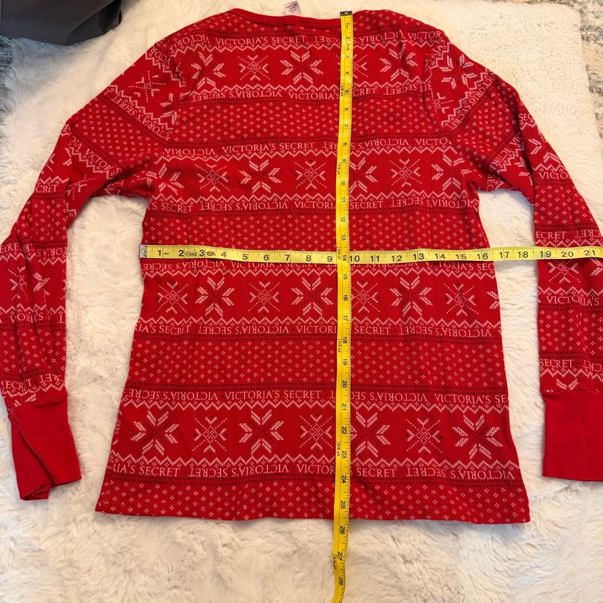 Victoria's Secret Thermal Pajama Set Red Fair Isle S 5