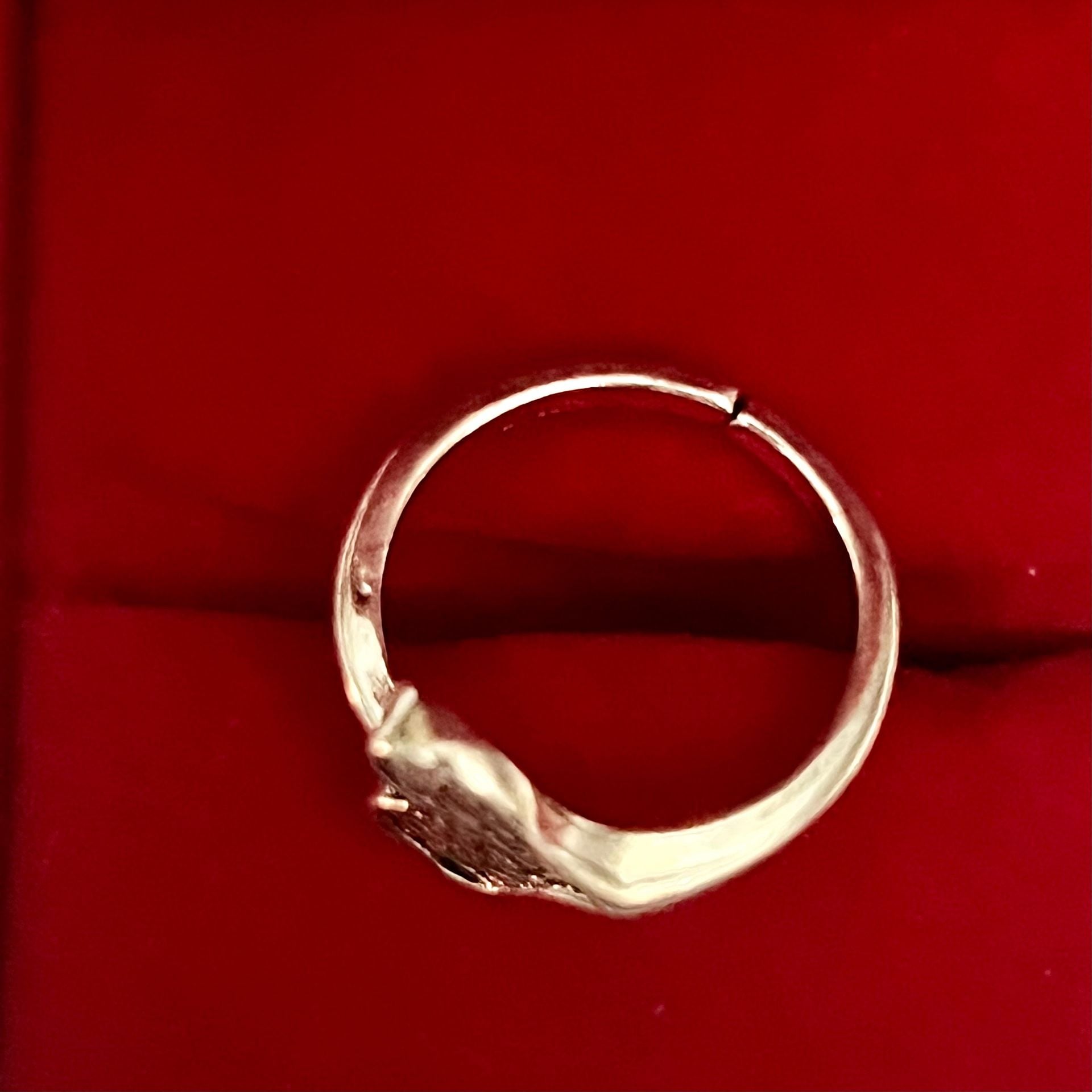 Oxidized Textured Heart Titanium Steel Silver Open Ring Size 5-7 4