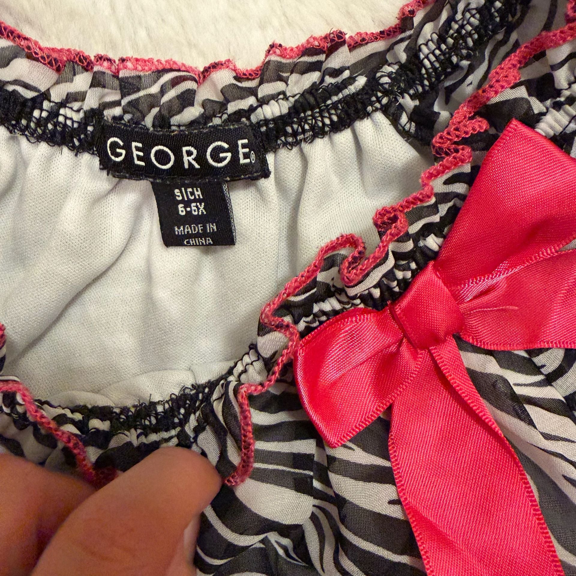 George Zebra Print Top Size 6-5X Pink Bow 3