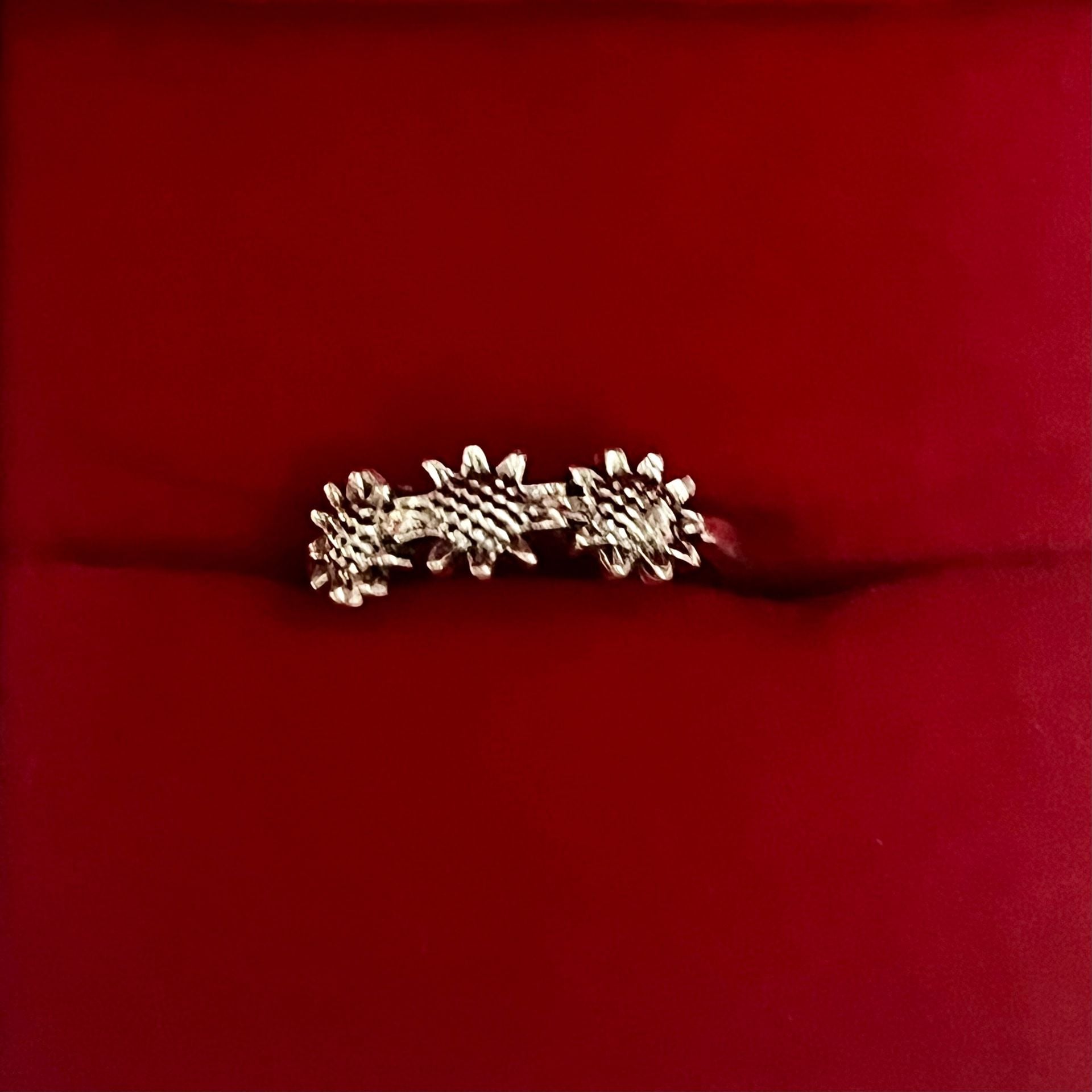 Triple Flower Titanium Steel Silver Ring Size 5 2