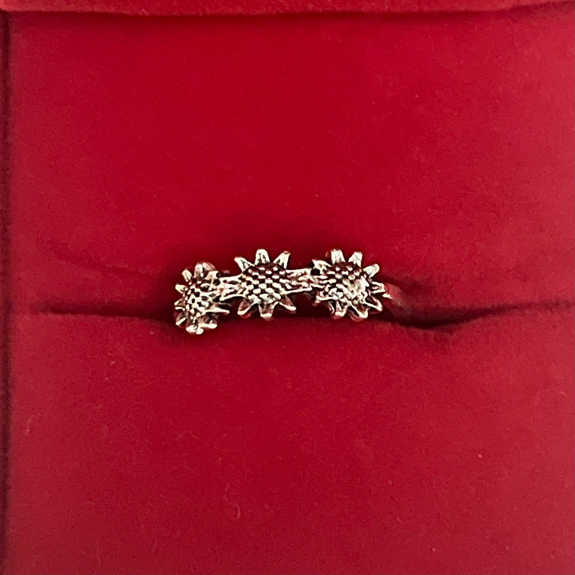 Triple Flower Titanium Steel Silver Ring Size 5 3