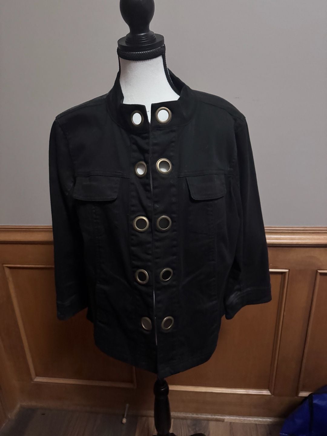 Women’s A.N.I Black Jacket Size Large – Grommet Hook & Eye Closure 2
