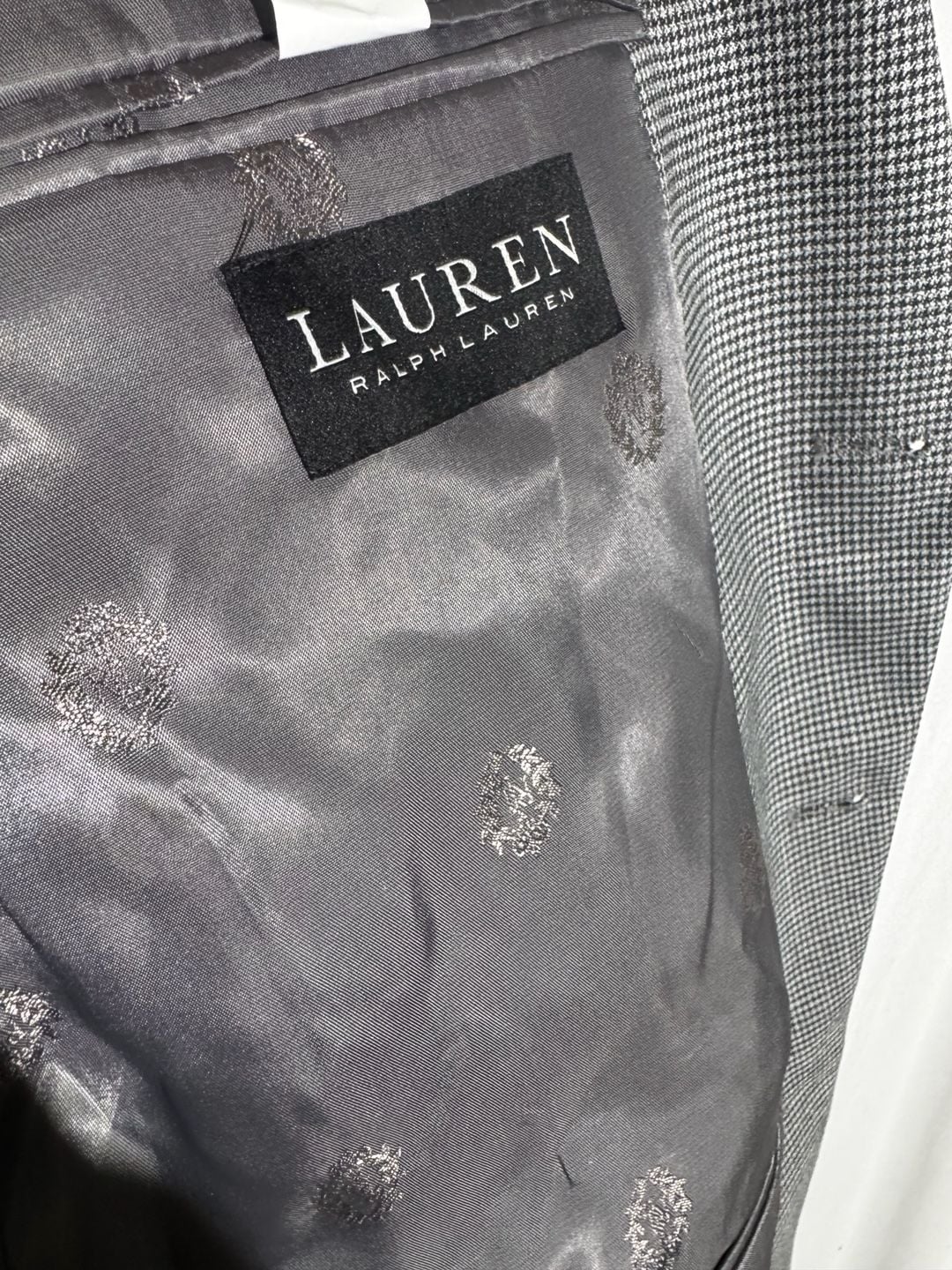 Lauren Ralph Lauren Mens Blazer Houndstooth Check Sport Coat Preppy Gray 3