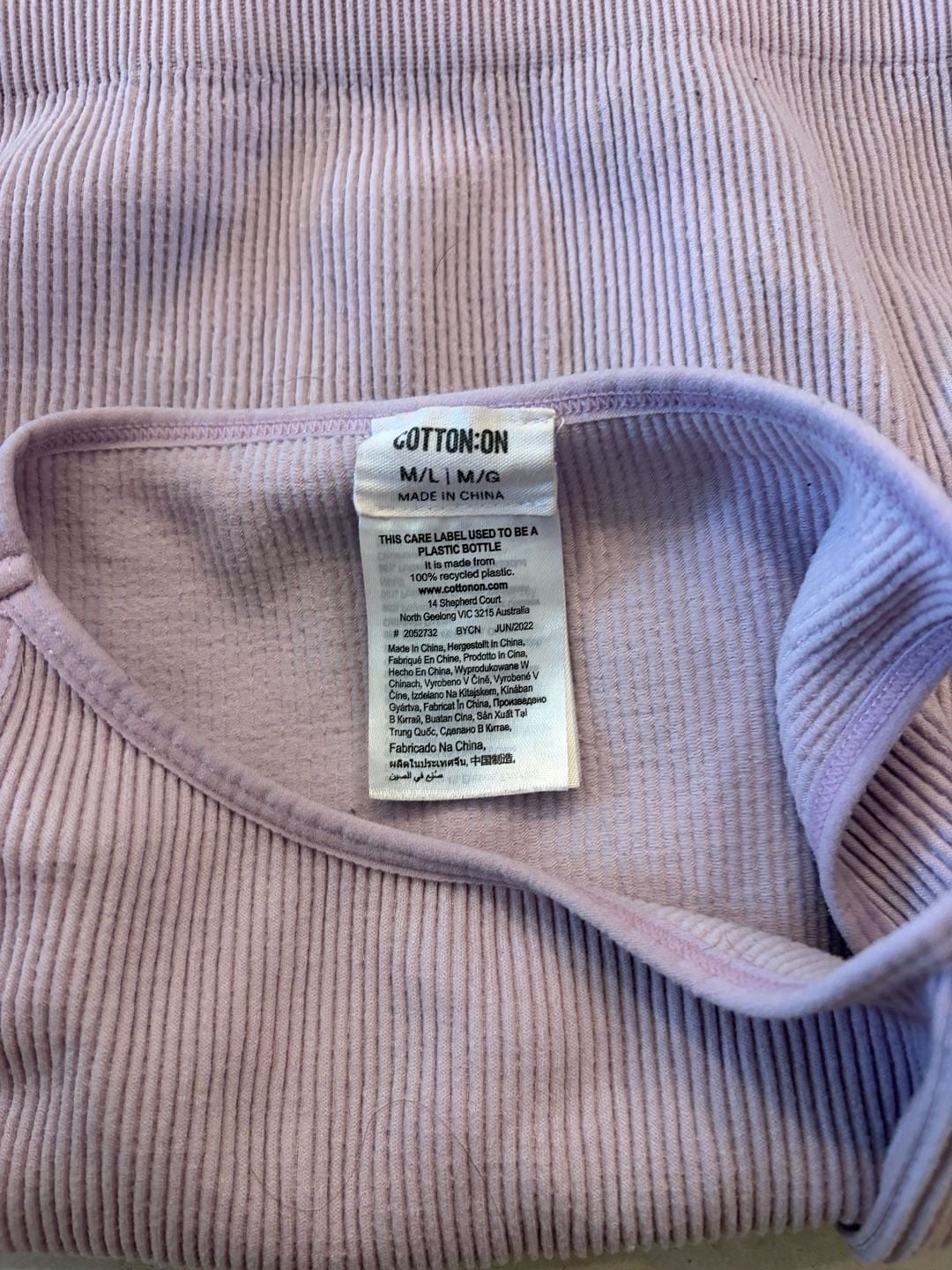 Cotton On Purple Ribbed Tank Top Size M/L 3