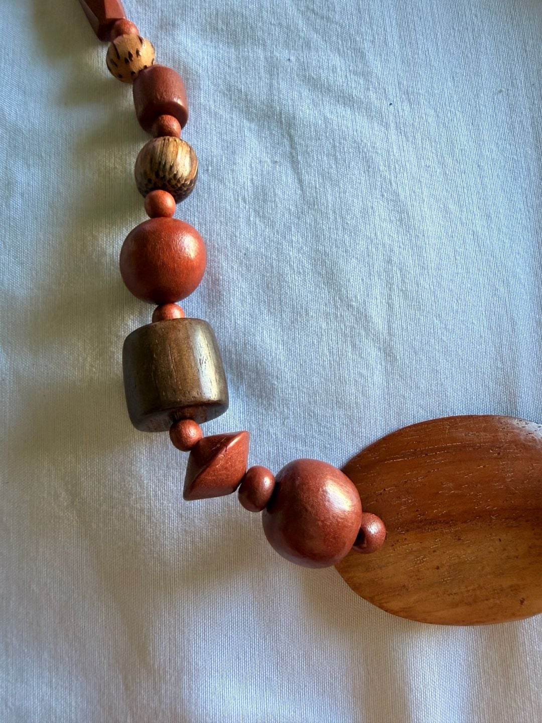 Vintage Boho Wooden Statement Necklace Brown Wooden Beads 3
