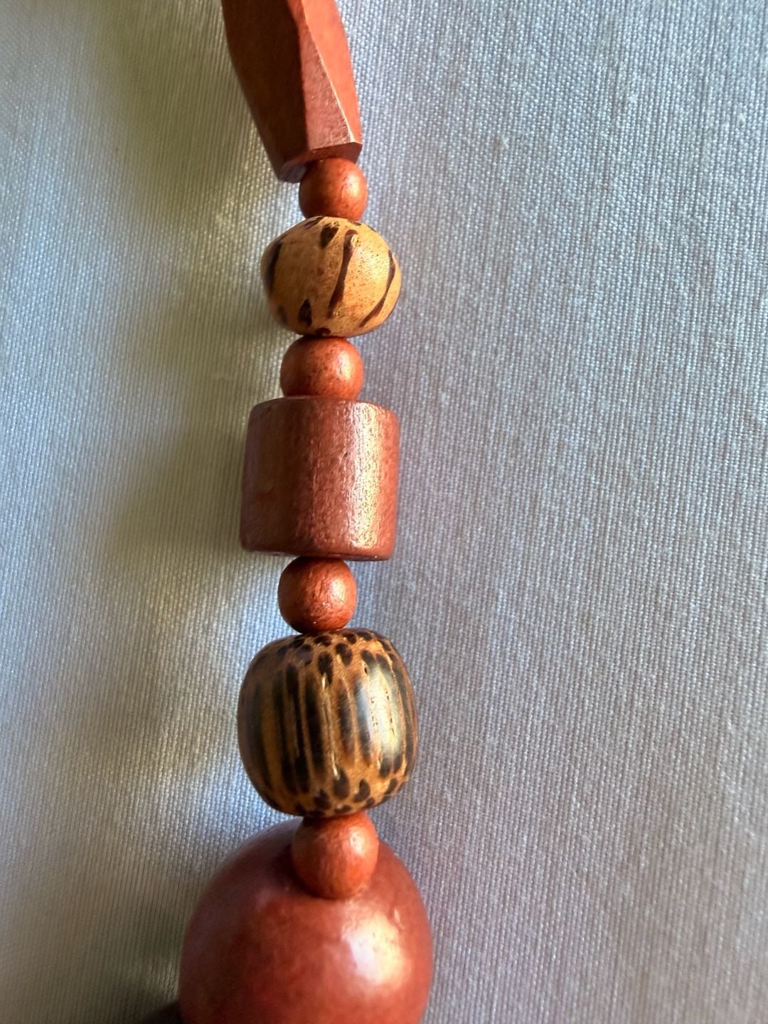 Vintage Boho Wooden Statement Necklace Brown Wooden Beads 5