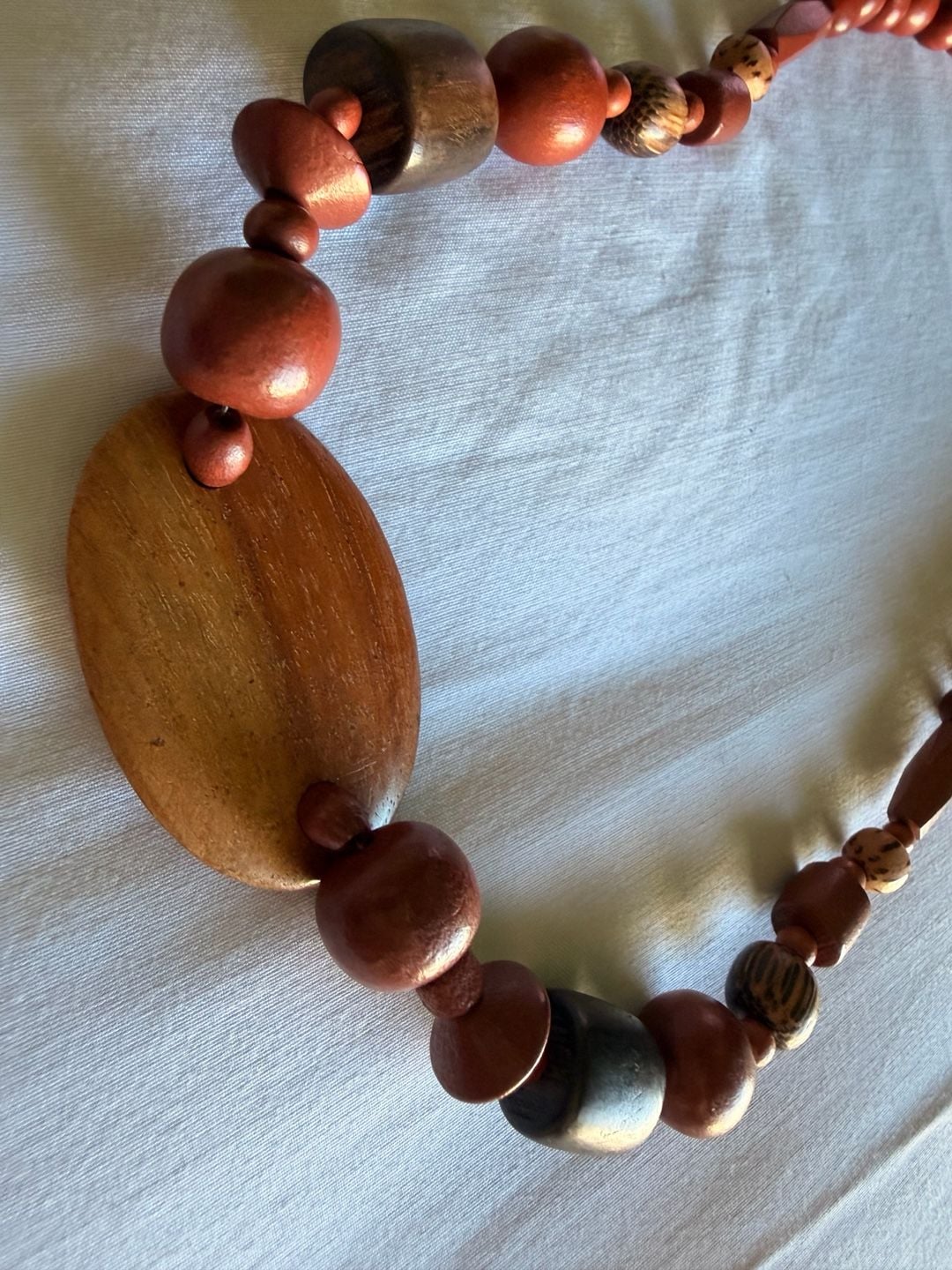 Vintage Boho Wooden Statement Necklace Brown Wooden Beads 8