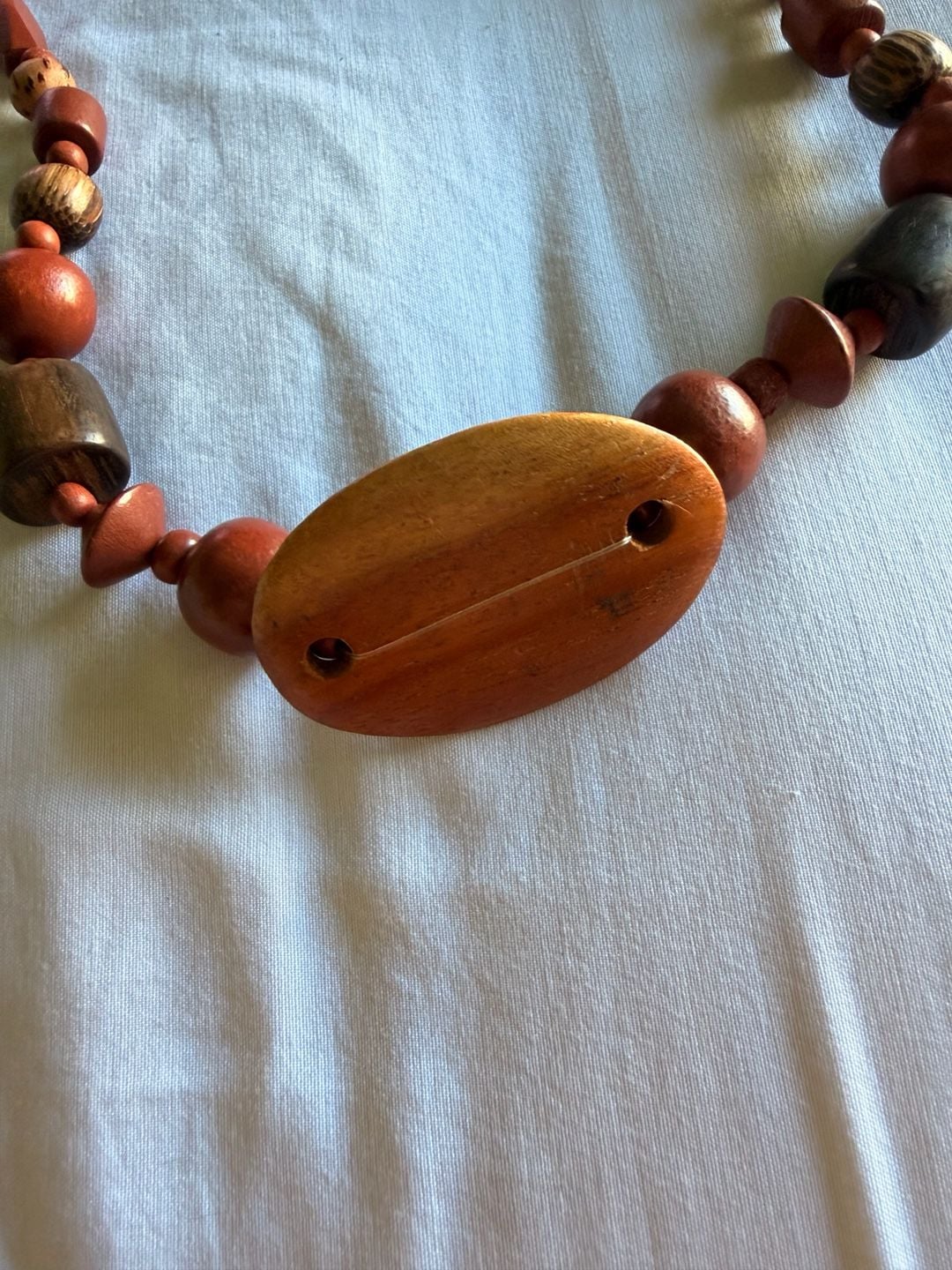 Vintage Boho Wooden Statement Necklace Brown Wooden Beads 11